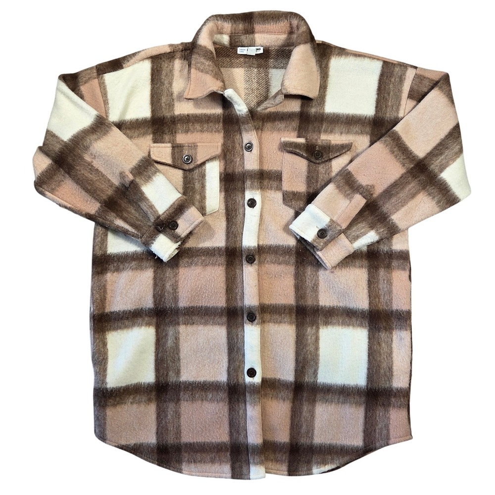 Lauren‎ Lane x Sonoma Brown Plaid Oversized Shacket Shirt Jacket XXL Womens Boho